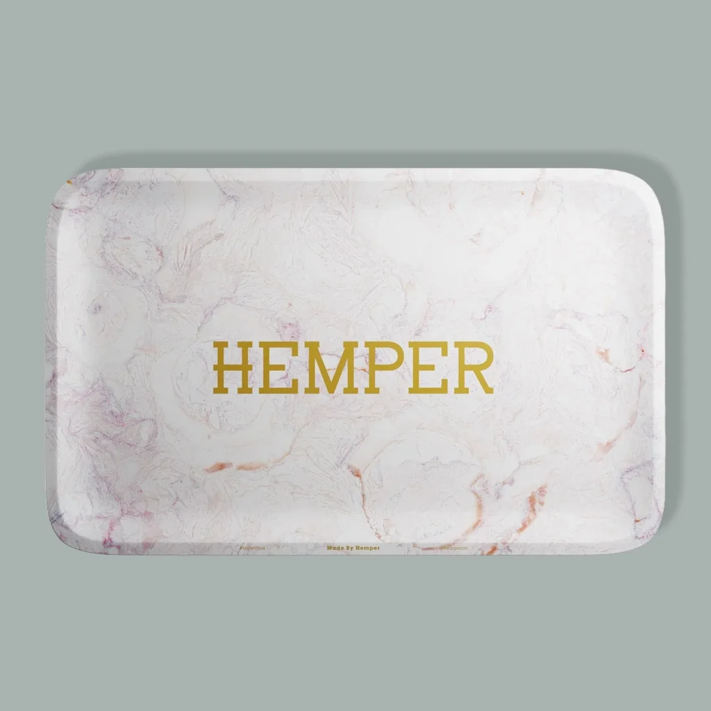 Luxe Marble Pink White Rolling Tray Small